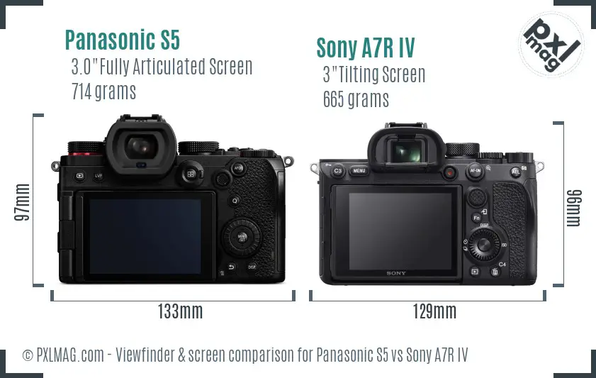 Panasonic S5 vs Sony A7R IV Screen and Viewfinder comparison