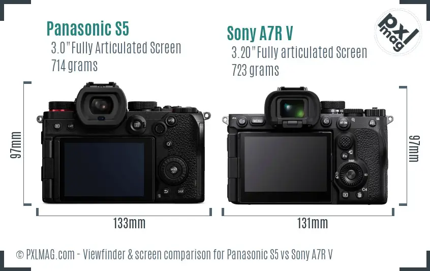 Panasonic S5 vs Sony A7R V Screen and Viewfinder comparison