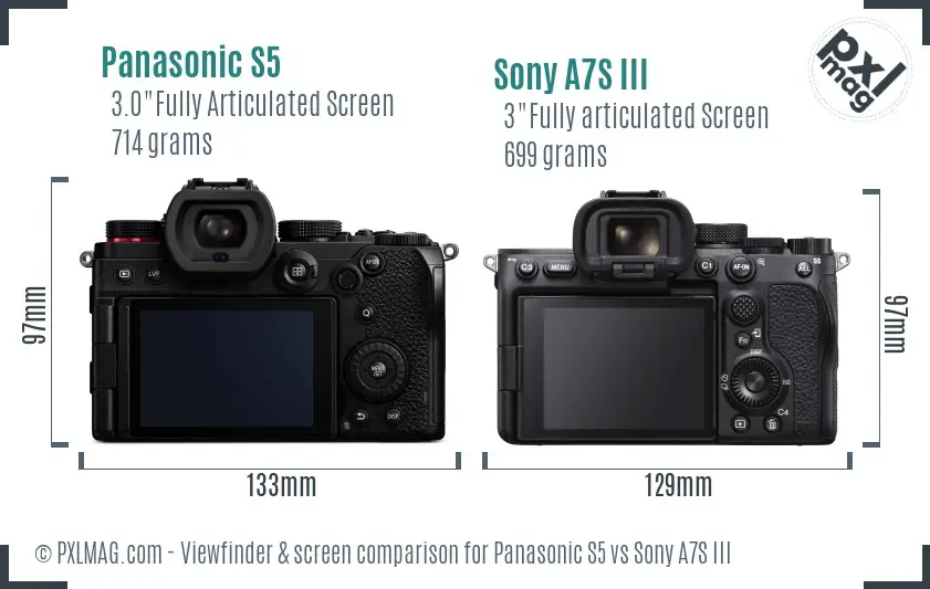 Panasonic S5 vs Sony A7S III Screen and Viewfinder comparison