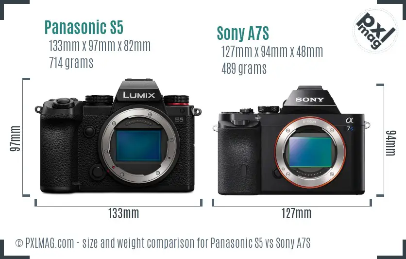 Panasonic S5 vs Sony A7S size comparison