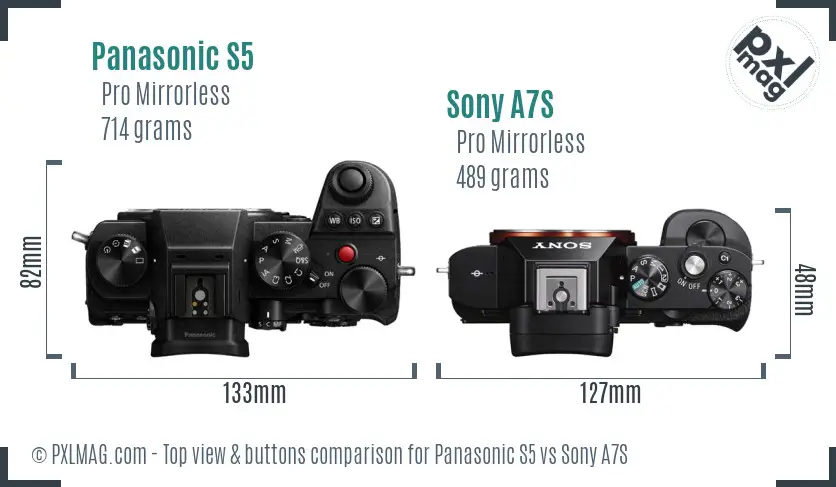 Panasonic S5 vs Sony A7S top view buttons comparison