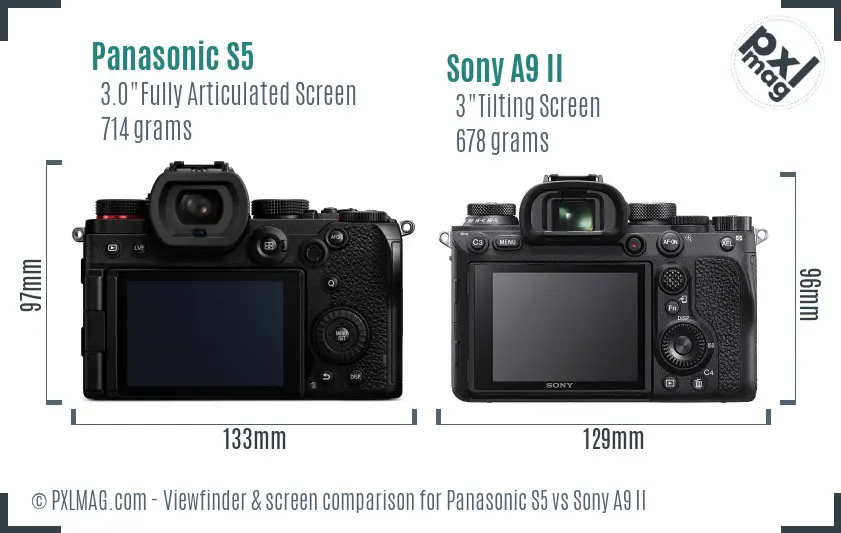 Panasonic S5 vs Sony A9 II Screen and Viewfinder comparison