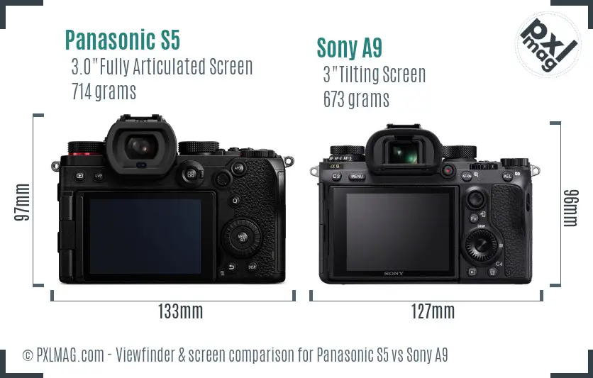 Panasonic S5 vs Sony A9 Screen and Viewfinder comparison