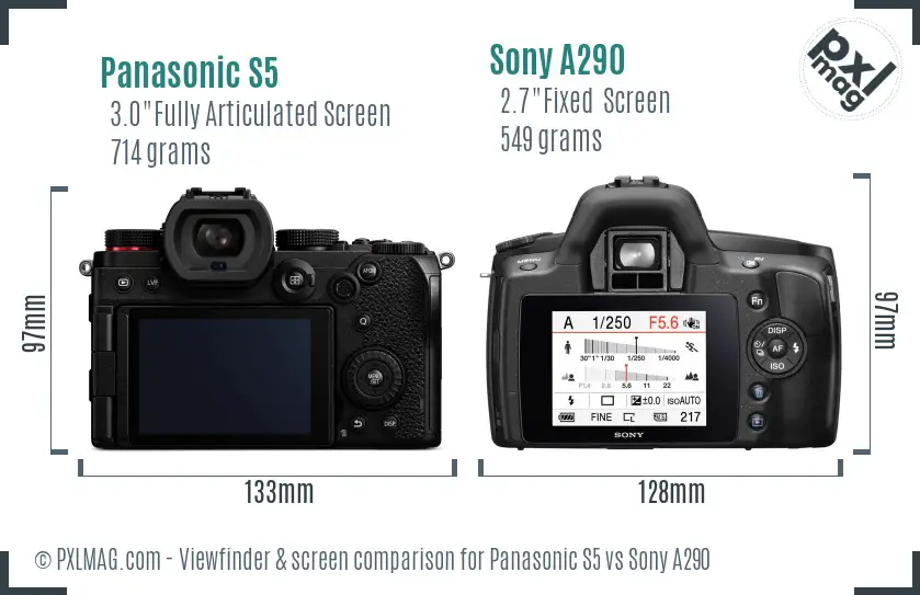 Panasonic S5 vs Sony A290 Screen and Viewfinder comparison
