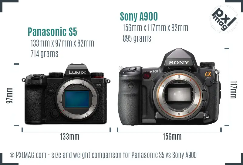 Panasonic S5 vs Sony A900 size comparison