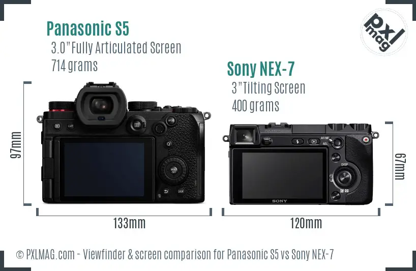 Panasonic S5 vs Sony NEX-7 Screen and Viewfinder comparison