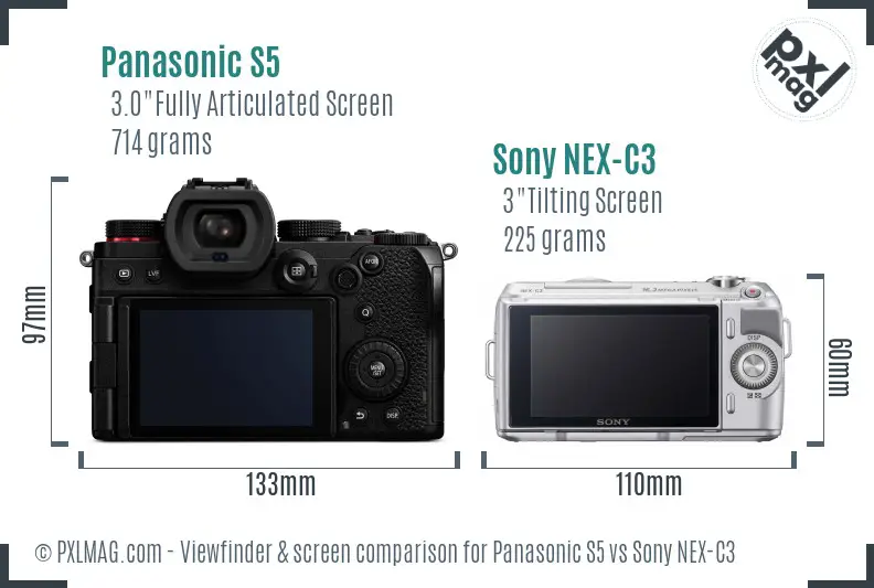 Panasonic S5 vs Sony NEX-C3 Screen and Viewfinder comparison