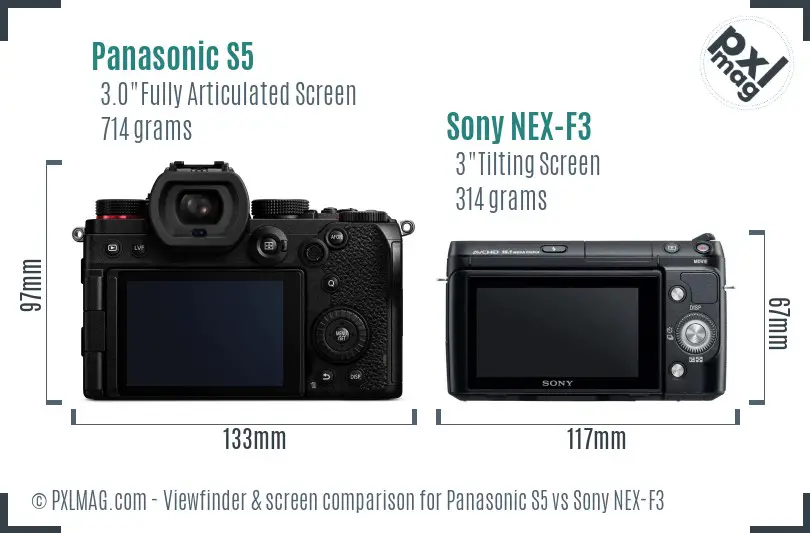 Panasonic S5 vs Sony NEX-F3 Screen and Viewfinder comparison