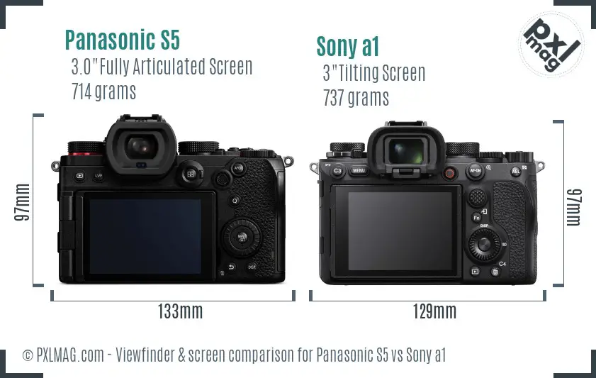 Panasonic S5 vs Sony a1 Screen and Viewfinder comparison