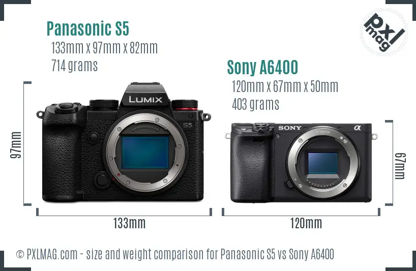 Panasonic S5 vs Sony A6400 size comparison