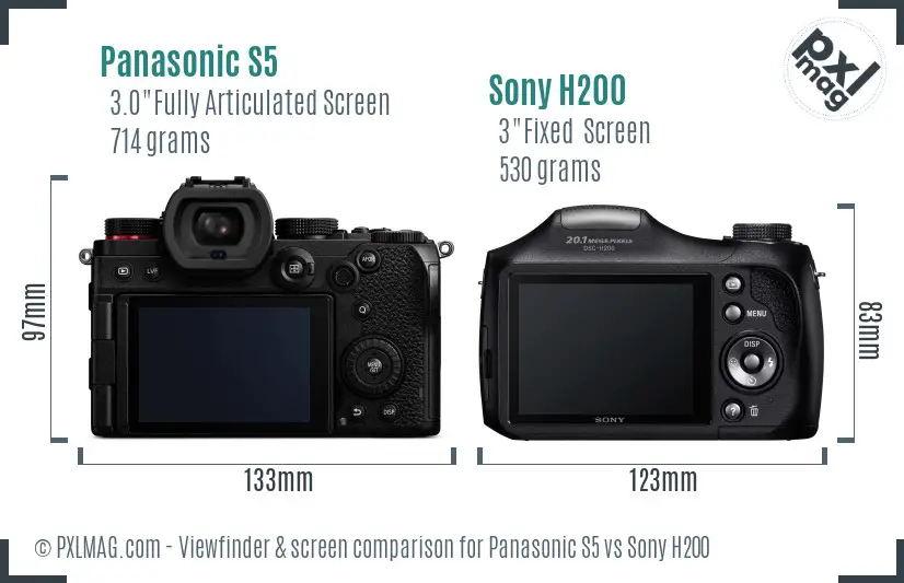Panasonic S5 vs Sony H200 Screen and Viewfinder comparison