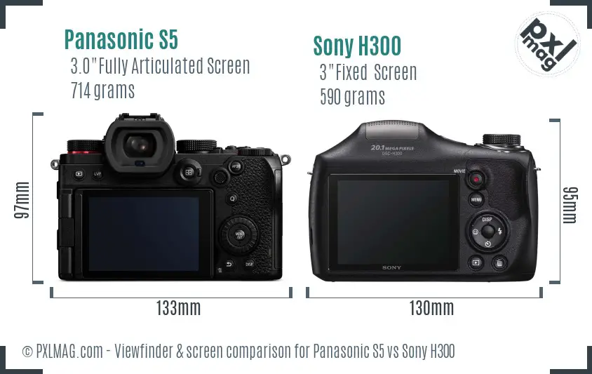 Panasonic S5 vs Sony H300 Screen and Viewfinder comparison