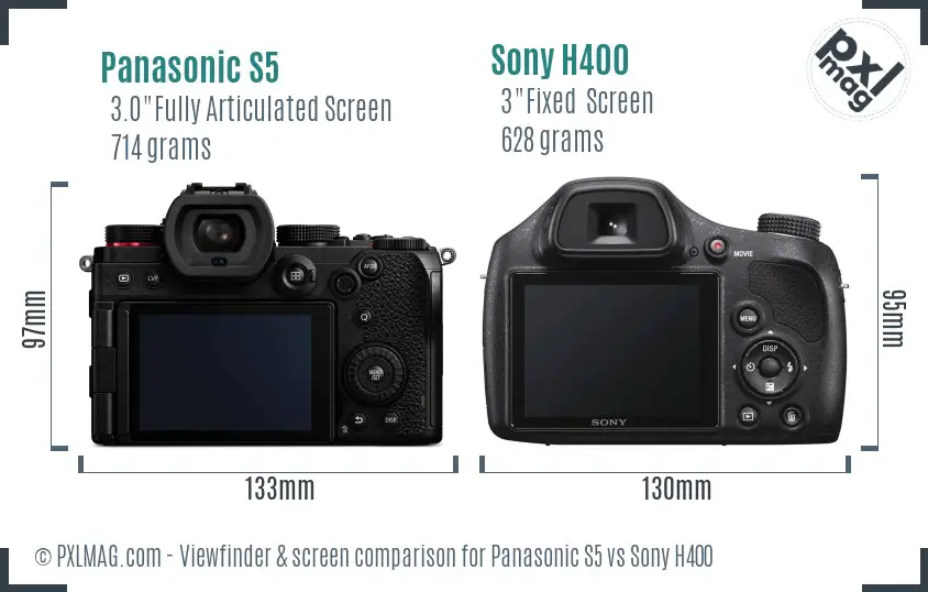 Panasonic S5 vs Sony H400 Screen and Viewfinder comparison
