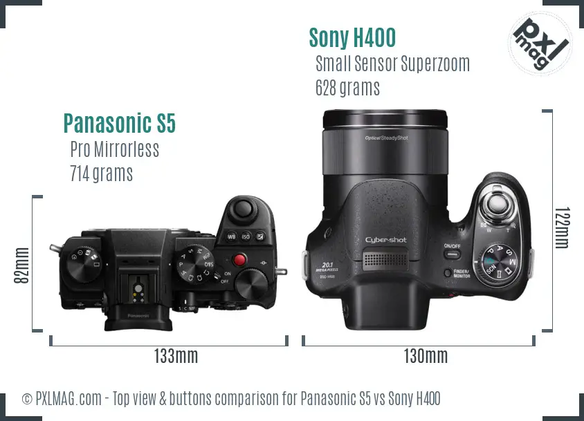 Panasonic S5 vs Sony H400 top view buttons comparison