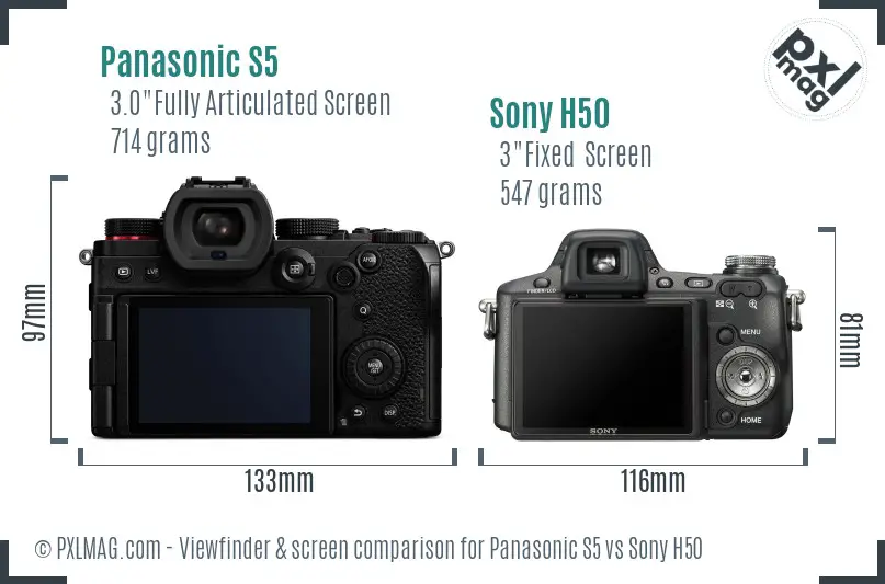 Panasonic S5 vs Sony H50 Screen and Viewfinder comparison