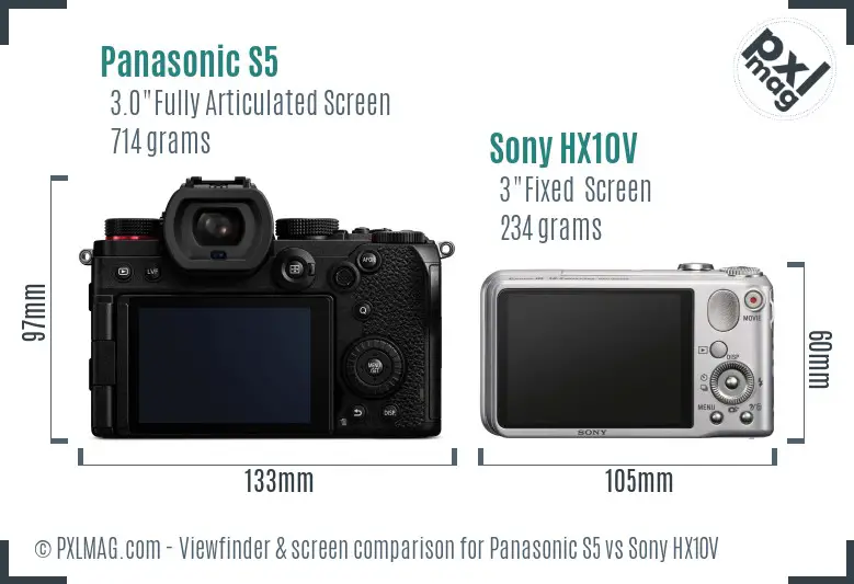 Panasonic S5 vs Sony HX10V Screen and Viewfinder comparison