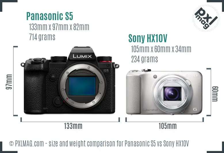 Panasonic S5 vs Sony HX10V size comparison