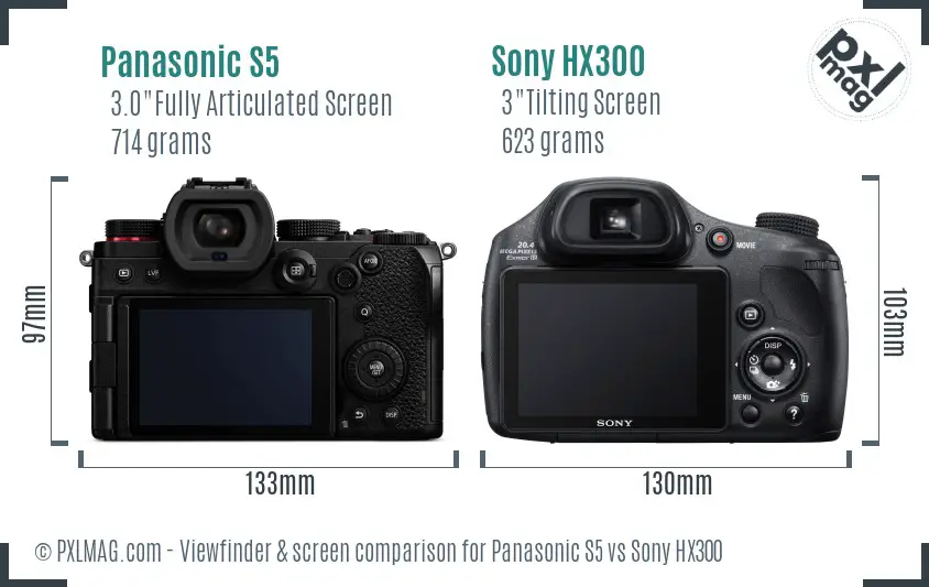 Panasonic S5 vs Sony HX300 Screen and Viewfinder comparison
