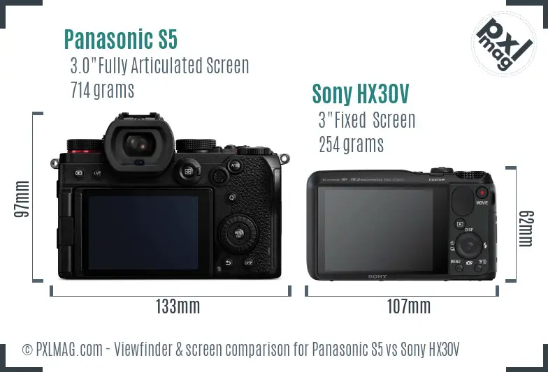 Panasonic S5 vs Sony HX30V Screen and Viewfinder comparison