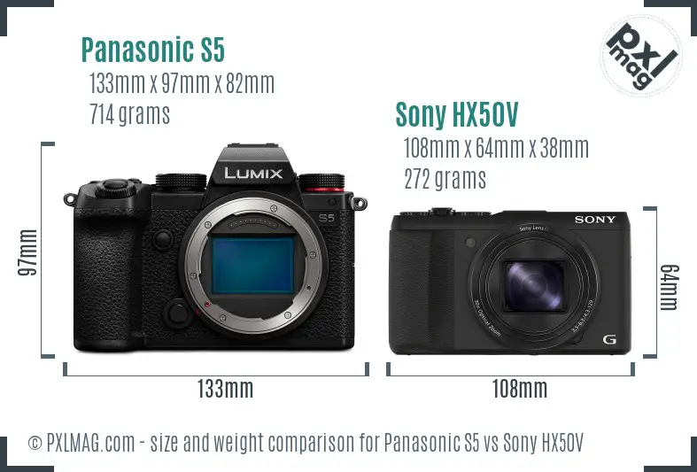 Panasonic S5 vs Sony HX50V size comparison