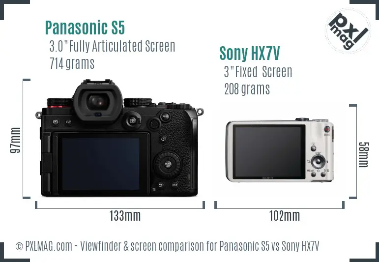 Panasonic S5 vs Sony HX7V Screen and Viewfinder comparison