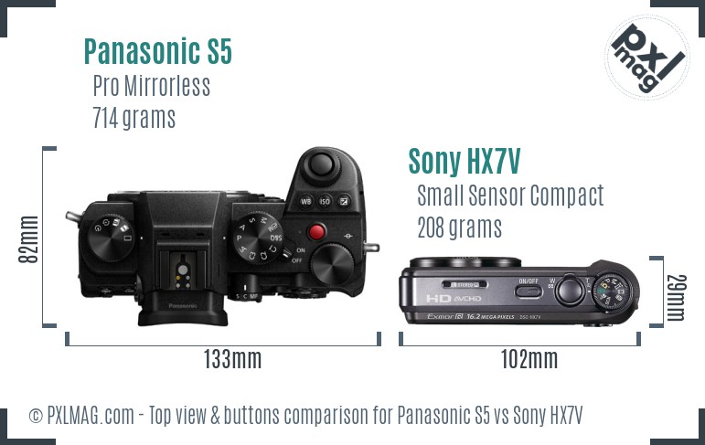 Panasonic S5 vs Sony HX7V top view buttons comparison