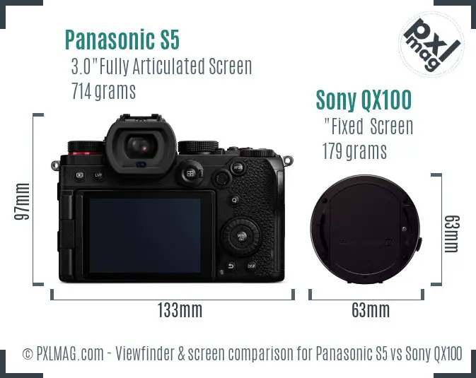 Panasonic S5 vs Sony QX100 Screen and Viewfinder comparison