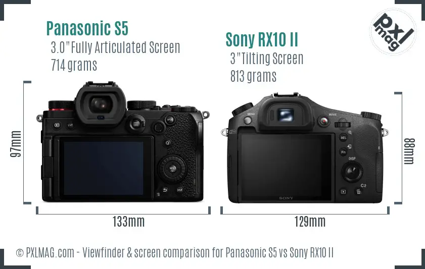 Panasonic S5 vs Sony RX10 II Screen and Viewfinder comparison
