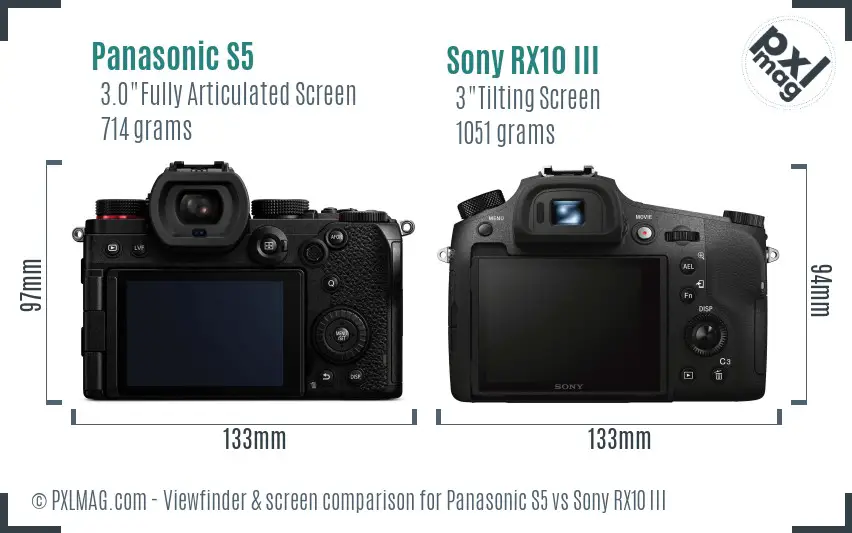 Panasonic S5 vs Sony RX10 III Screen and Viewfinder comparison