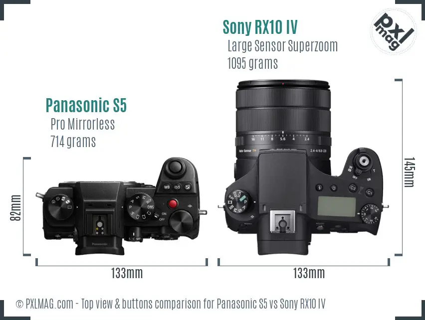 Panasonic S5 vs Sony RX10 IV top view buttons comparison