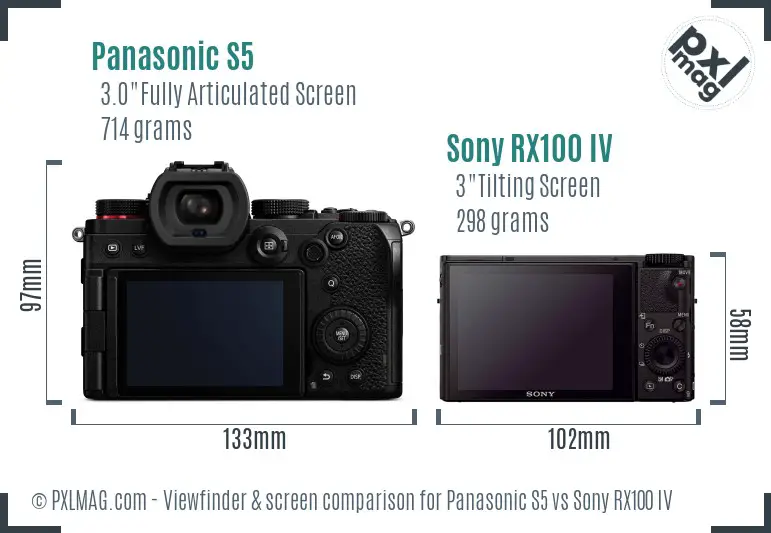 Panasonic S5 vs Sony RX100 IV Screen and Viewfinder comparison