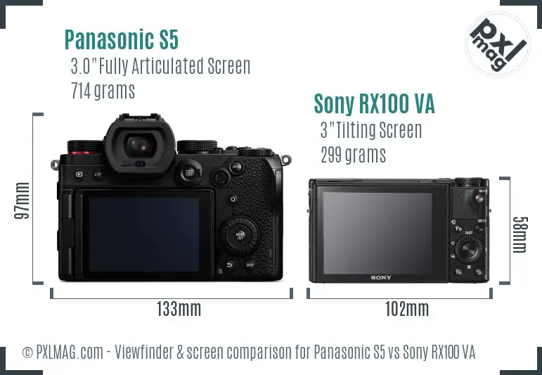 Panasonic S5 vs Sony RX100 VA Screen and Viewfinder comparison