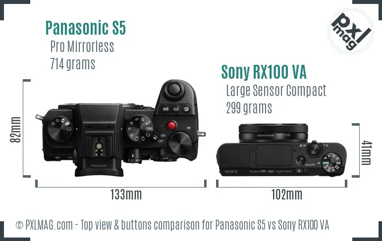 Panasonic S5 vs Sony RX100 VA top view buttons comparison