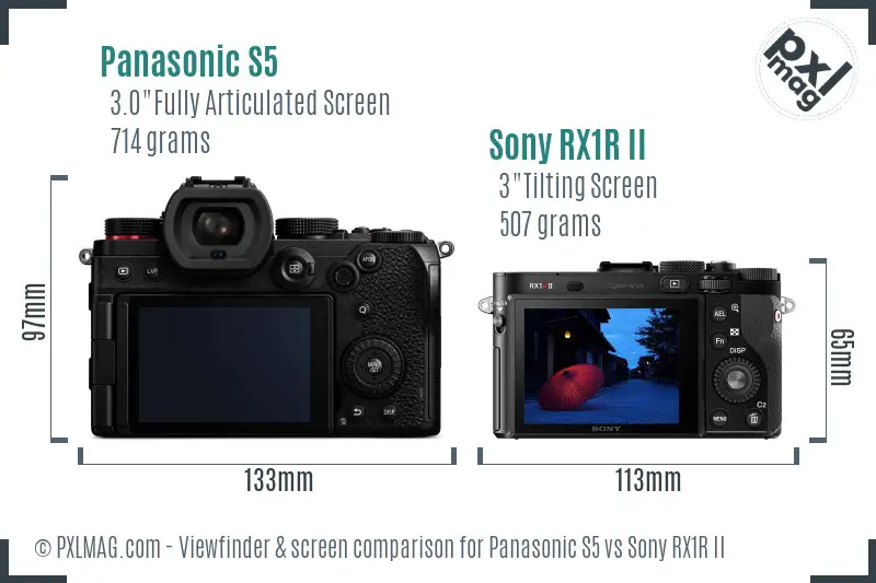 Panasonic S5 vs Sony RX1R II Screen and Viewfinder comparison