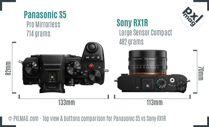 Panasonic S5 vs Sony RX1R top view buttons comparison