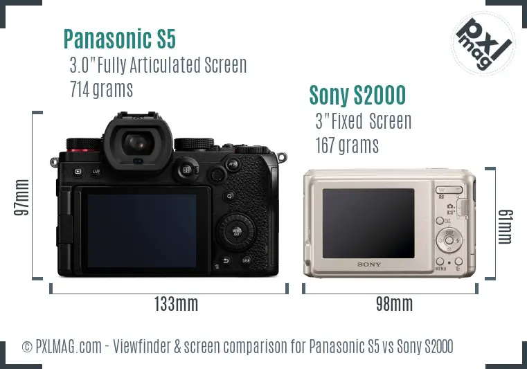 Panasonic S5 vs Sony S2000 Screen and Viewfinder comparison