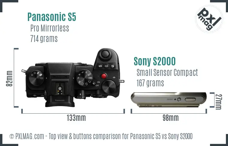 Panasonic S5 vs Sony S2000 top view buttons comparison