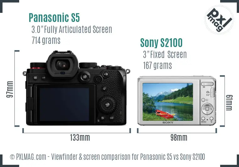 Panasonic S5 vs Sony S2100 Screen and Viewfinder comparison