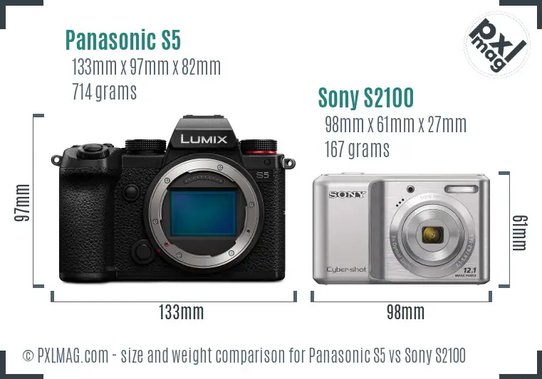 Panasonic S5 vs Sony S2100 size comparison Panasonic S5 vs Sony S2100 size comparison