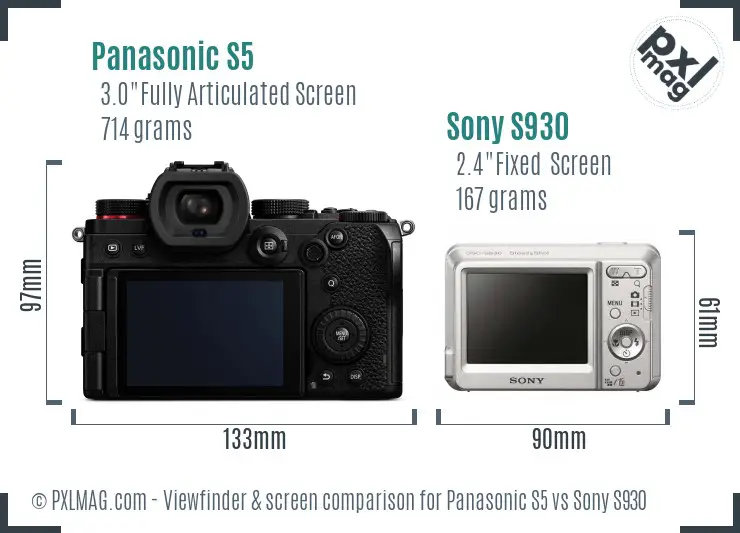 Panasonic S5 vs Sony S930 Screen and Viewfinder comparison