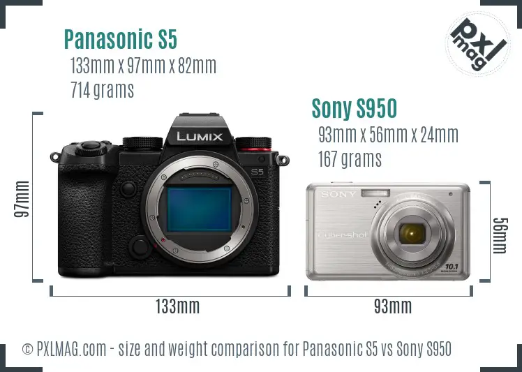Panasonic S5 vs Sony S950 size comparison