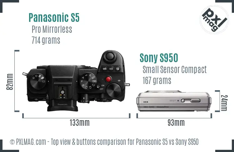Panasonic S5 vs Sony S950 top view buttons comparison