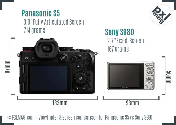 Panasonic S5 vs Sony S980 Screen and Viewfinder comparison