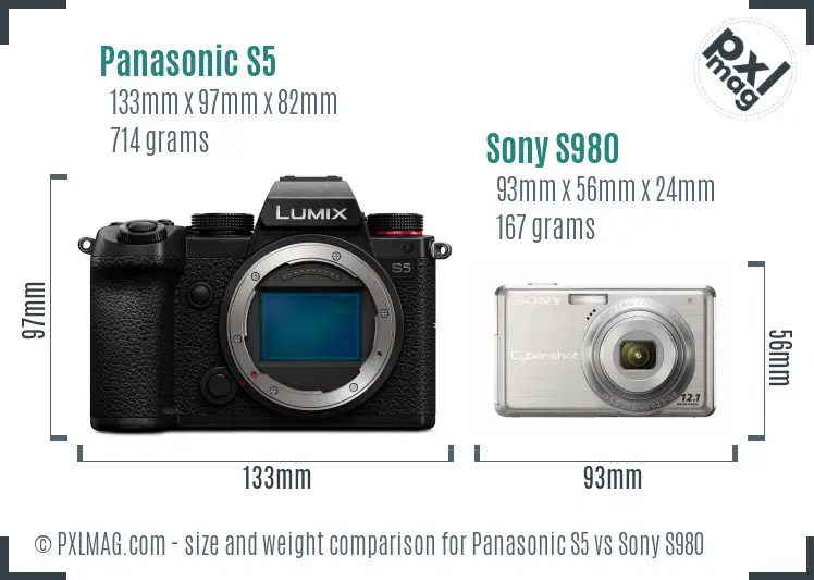 Panasonic S5 vs Sony S980 size comparison