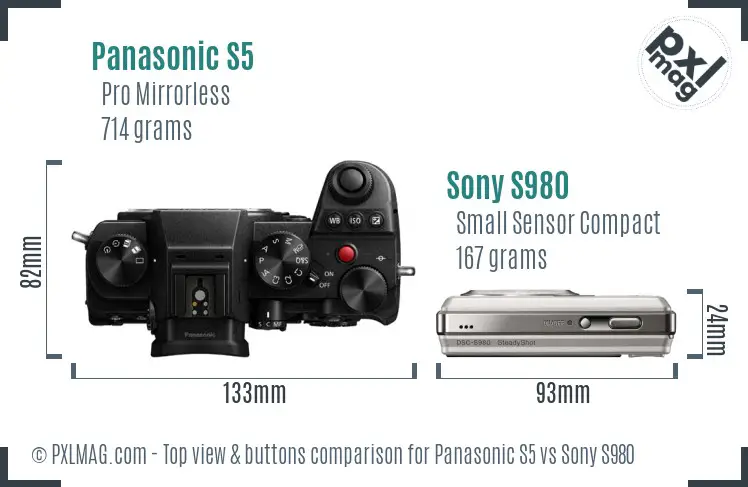 Panasonic S5 vs Sony S980 top view buttons comparison