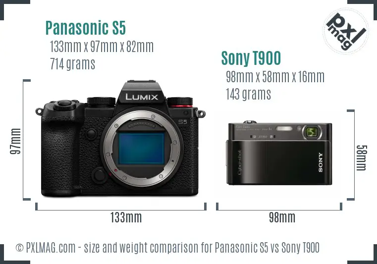 Panasonic S5 vs Sony T900 size comparison Panasonic S5 vs Sony T900 size comparison