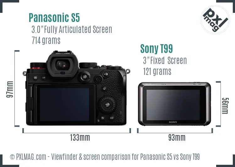 Panasonic S5 vs Sony T99 Screen and Viewfinder comparison