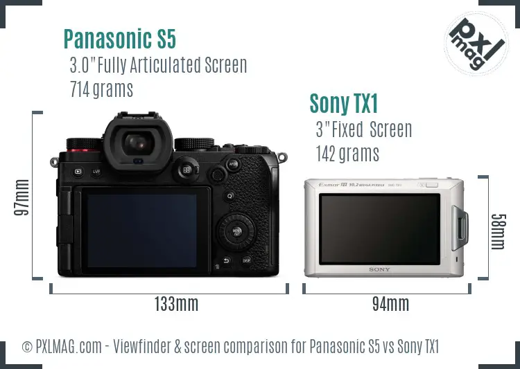 Panasonic S5 vs Sony TX1 Screen and Viewfinder comparison