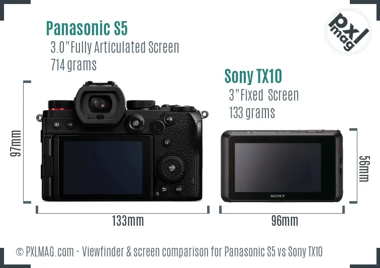 Panasonic S5 vs Sony TX10 Screen and Viewfinder comparison