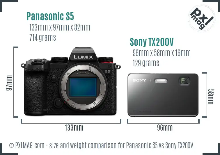 Panasonic S5 vs Sony TX200V size comparison